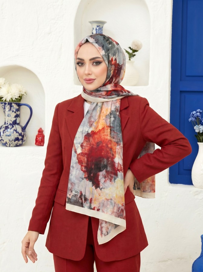 Cappio Sky Bloom Fransız İpeği Şal